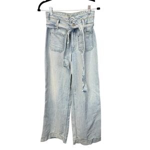 Ralph Lauren black label High rise Wide leg belted light wash Jeans sz 2